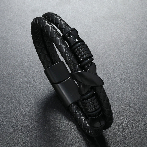 Men's Leather Woven Bracelet Jewelry