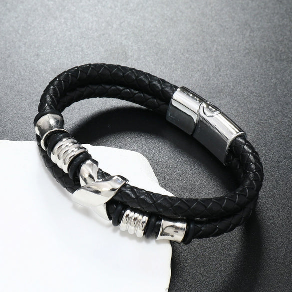 Men's Leather Woven Bracelet Jewelry