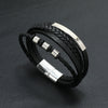 Men's Leather Woven Bracelet With Alloy Magnet Buckle Retro Geometric Handmade Style