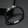 Men's Leather Woven Bracelet With Alloy Magnet Buckle