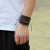 Men's Leather Woven Bracelet With Rhombus Pattern Classic Vintage Style