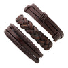 Men's Leather Woven Bracelet With Rhombus Pattern Classic Vintage Style