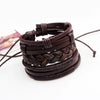 Men's Leather Woven Bracelet With Rhombus Pattern Classic Vintage Style
