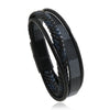 Men's Leather Woven Punk Style Handmade Bracelet With Striped Alloy Magnet Buckle