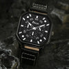 Men's Leisure Alloy And Imitation Leather Square Dial Quartz Watch Bracelet Set