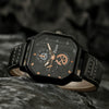 Men's Leisure Alloy And Imitation Leather Square Dial Quartz Watch Bracelet Set