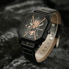 Men's Leisure Alloy And Imitation Leather Square Dial Quartz Watch Bracelet Set