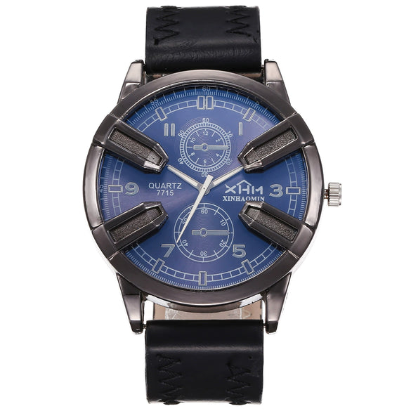 Men's Leisure Alloy And Pu 6Piece Set With Round Dial Watch Belt Pen Necklace Perfume And Charging Treasure