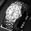 Men's Leisure Alloy Watch With Round Dial Mineral Strengthened Glass Mirror Single Folding Buckle Spiral Crown Fully Automatic Movement Double Calendar Luminous And Waterproof
