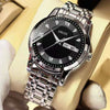 Men's Leisure Alloy Watch With Round Dial Mineral Strengthened Glass Mirror Single Folding Buckle Spiral Crown Fully Automatic Movement Double Calendar Luminous And Waterproof