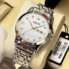 Men's Leisure Alloy Watch With Round Dial Mineral Strengthened Glass Mirror Single Folding Buckle Spiral Crown Fully Automatic Movement Double Calendar Luminous And Waterproof