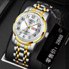 Men's Leisure Alloy Watch With Round Dial Mineral Strengthened Glass Mirror Single Folding Buckle Spiral Crown Fully Automatic Movement Double Calendar Luminous And Waterproof