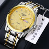 Men's Leisure Alloy Watch With Round Dial Mineral Strengthened Glass Mirror Single Folding Buckle Spiral Crown Fully Automatic Movement Double Calendar Luminous And Waterproof