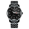 Men's Leisure Alloy Watch With Round Dial Mineral Strengthened Glass Mirror Single Folding Buckle Spiral Crown Fully Automatic Movement Double Calendar Luminous And Waterproof