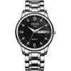 Men's Leisure Alloy Watch With Round Dial Mineral Strengthened Glass Mirror Single Folding Buckle Spiral Crown Fully Automatic Movement Double Calendar Luminous And Waterproof