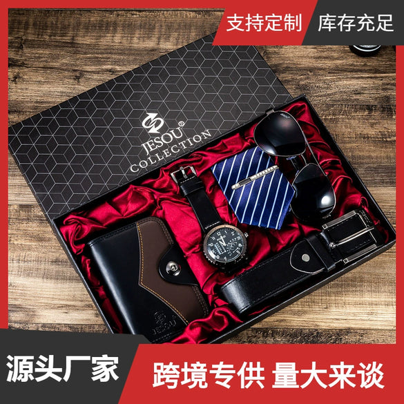 Men's Leisure Gift Suit With Alloy Case Stainless Steel Clasp Pu Strap And Round Dial