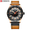 Men's Leisure Metal And Leather Quartz Watch With Stainless Steel Clasp And Round Dial