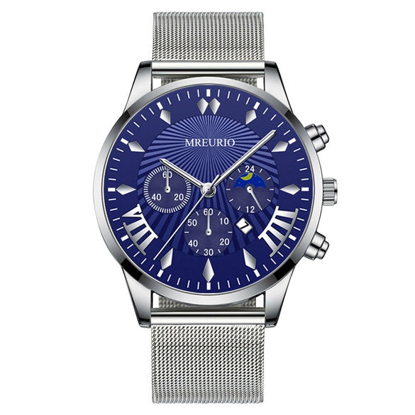 Men's Leisure Metal And Stainless Steel Watch With Round Dial And Milan Mesh Belt