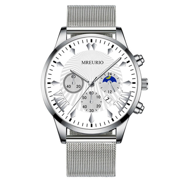Men's Leisure Metal And Stainless Steel Watch With Round Dial And Milan Mesh Belt