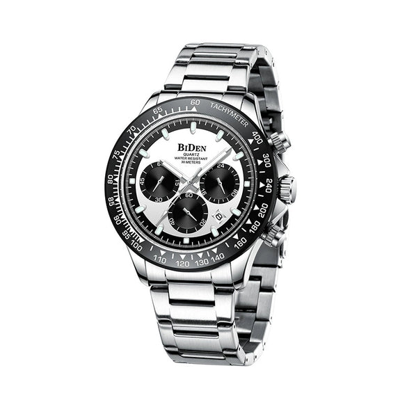 Men's Leisure Metal Calendar Watch With Steel Band And Round Dial