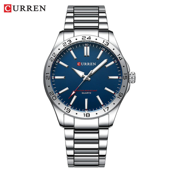 Men's Leisure Metal Case Stainless Steel Band Round Dial Quartz Watch