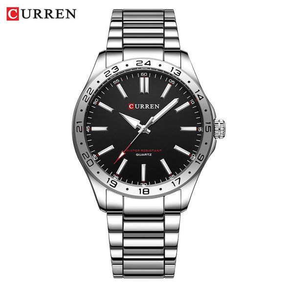 Men's Leisure Metal Case Stainless Steel Band Round Dial Quartz Watch