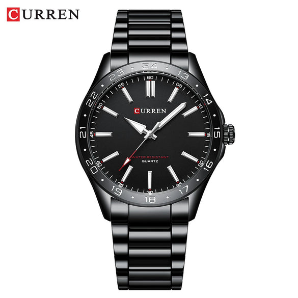 Men's Leisure Metal Case Stainless Steel Band Round Dial Quartz Watch