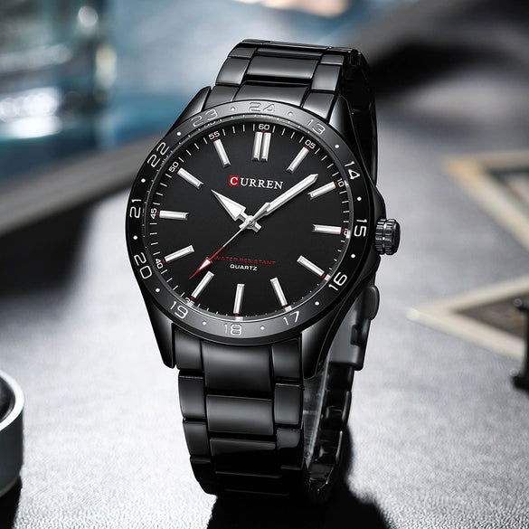 Men's Leisure Metal Case Stainless Steel Band Round Dial Quartz Watch