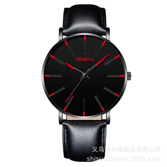 Men's Leisure Quartz Ultrathin Watch With Alloy Case Imitation Leather Strap And Stainless Steel Clasp Round Dial