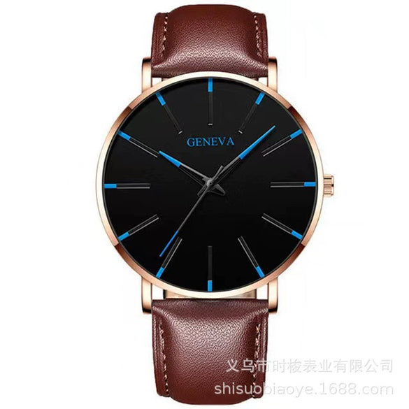 Men's Leisure Quartz Ultrathin Watch With Alloy Case Imitation Leather Strap And Stainless Steel Clasp Round Dial