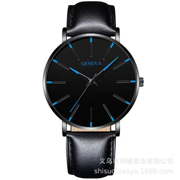 Men's Leisure Quartz Ultrathin Watch With Alloy Case Imitation Leather Strap And Stainless Steel Clasp Round Dial