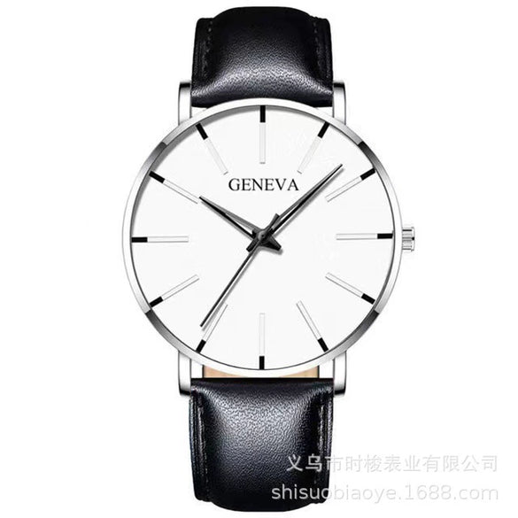 Men's Leisure Quartz Ultrathin Watch With Alloy Case Imitation Leather Strap And Stainless Steel Clasp Round Dial