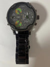 Men's Leisure Quartz Watch With Alloy Band And Stainless Steel Clasp Round Dial