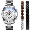 Men's Leisure Quartz Watch With Alloy Band And Stainless Steel Clasp Round Dial