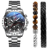 Men's Leisure Quartz Watch With Alloy Band And Stainless Steel Clasp Round Dial