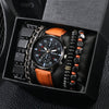 Men's Leisure Quartz Watch With Diecast Case Pu Strap And Round Dial