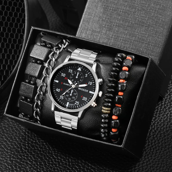 Men's Leisure Quartz Watch With Diecast Case Pu Strap And Round Dial