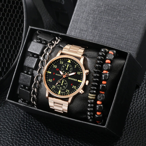 Men's Leisure Quartz Watch With Diecast Case Pu Strap And Round Dial