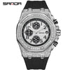 Men's Leisure Silicone Quartz Watch With Alloy Case Tpu Strap Stainless Steel Clasp Round Diamond Dial And Calendar Three Eyes And Six Needles