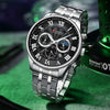 Men's Leisure Steel Band Quartz Calendar Chronograph Watch With Round Dial