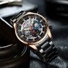 Men's Leisure Steel Band Quartz Multifunctional Luminous Round Dial Watch