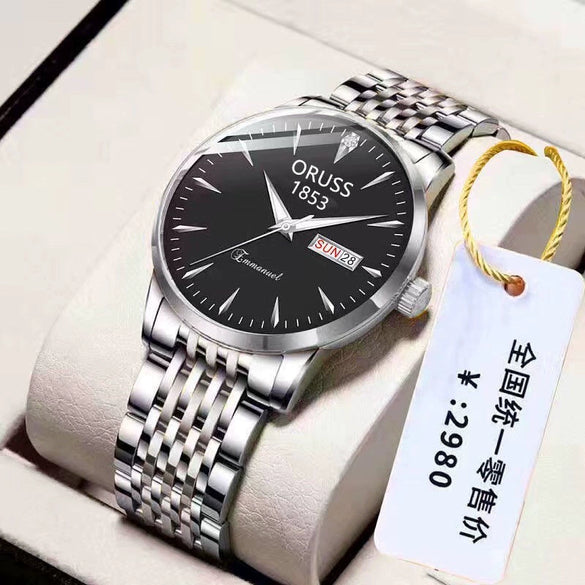 Men's Leisure Style Stainless Steel Ultrathin Round Dial Waterproof Quartz Wristwatch