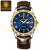 Men's Leisure Waterproof Quartz Watch With Alloy Case Genuine Leather Strap And Stainless Steel Buckle Round Dial