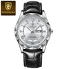 Men's Leisure Waterproof Quartz Watch With Alloy Case Genuine Leather Strap And Stainless Steel Buckle Round Dial