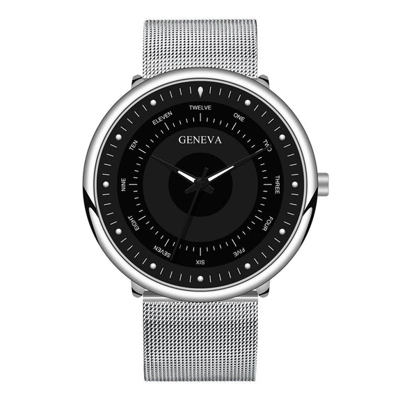Men's Luminous Alloy Mesh Band Leisure Round Dial Watch
