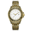 Men's Luminous Calendar Retro Carved Art Watch Metal Mineral Strengthened Glass Round Dial