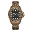 Men's Luminous Calendar Retro Carved Art Watch Metal Mineral Strengthened Glass Round Dial