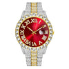 Men's Luxury Quartz Watch And Cuban Bracelet Set With Diamond Accent Round Dial Alloy Strap And Stainless Steel Clasp