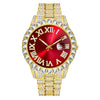 Men's Luxury Quartz Watch And Cuban Bracelet Set With Diamond Accent Round Dial Alloy Strap And Stainless Steel Clasp
