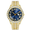 Men's Luxury Quartz Watch And Cuban Bracelet Set With Diamond Accent Round Dial Alloy Strap And Stainless Steel Clasp